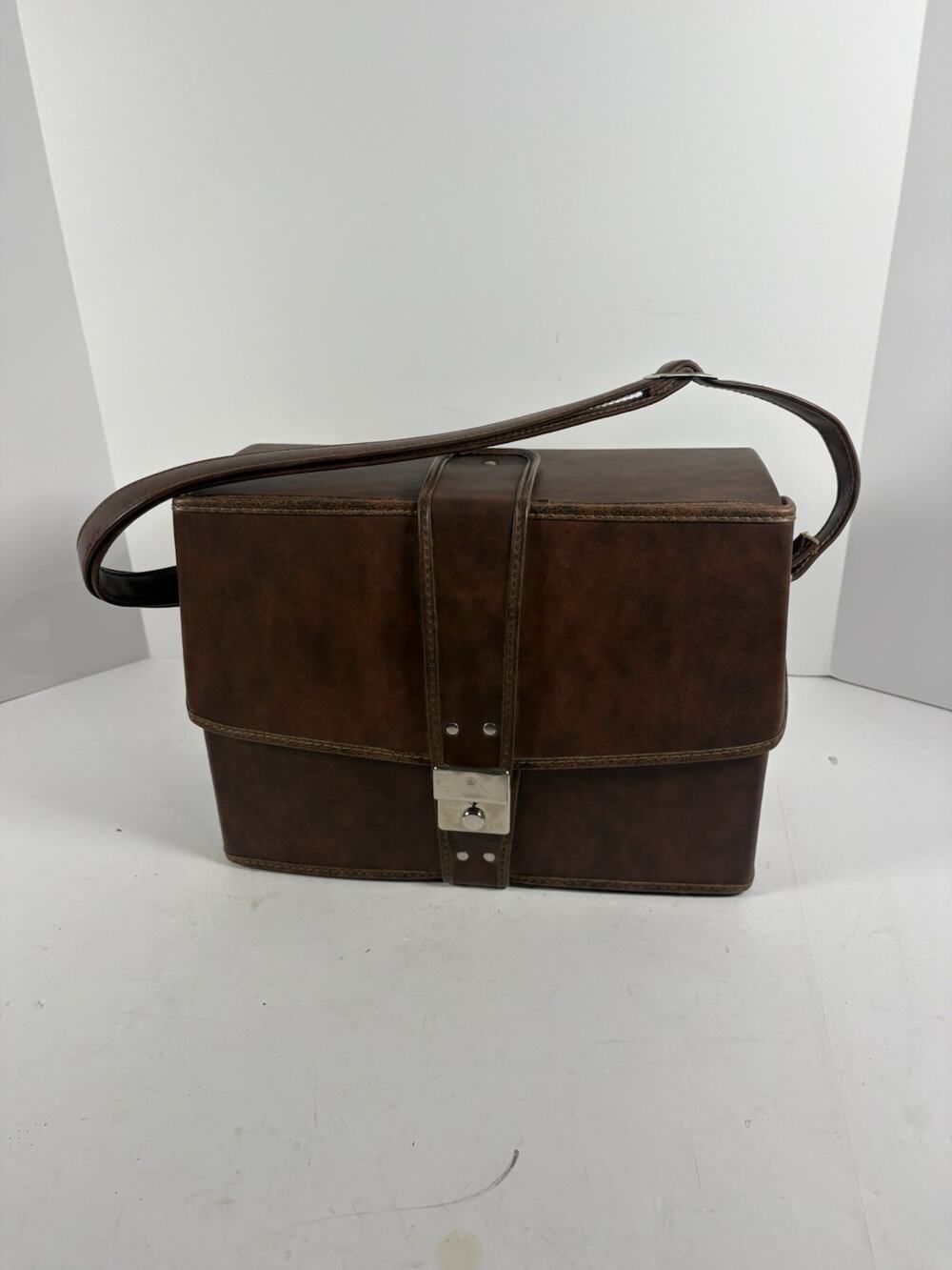Vintage Cassette Tape Storage Case Faux Leather Locking Carry Organizer